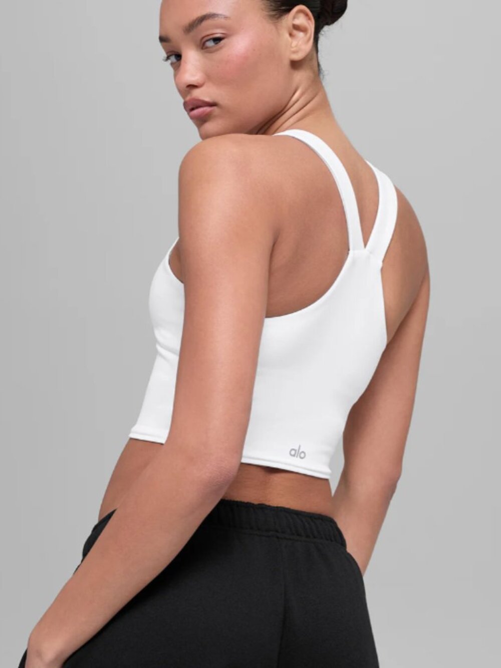 Alo Yoga Airbrush Real Bra Tank White S Yoga Pilates V-Neck